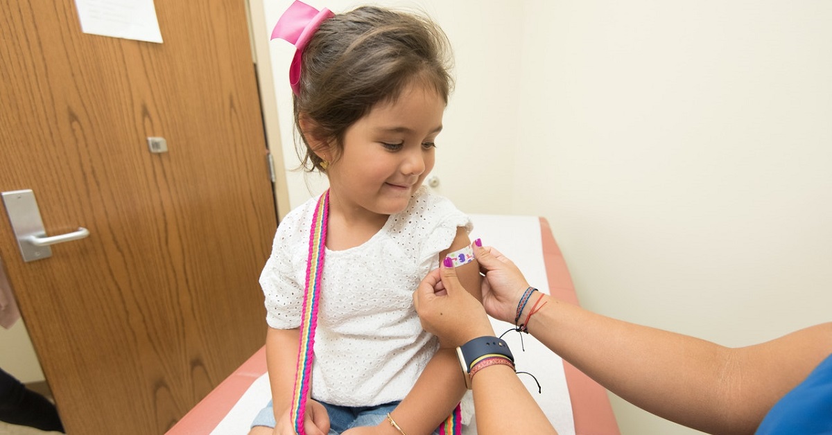 A child receiving diphtheria vaccine in Birmingham 