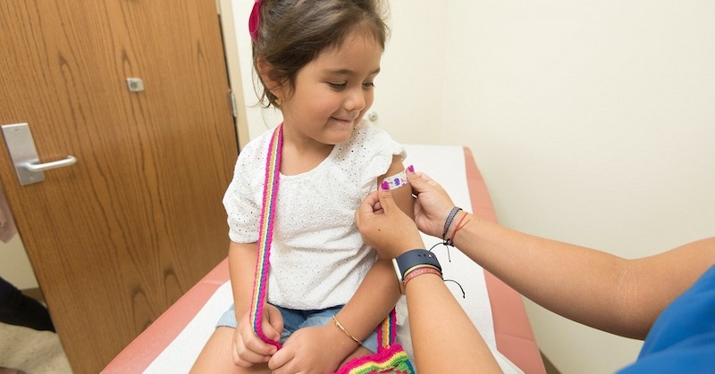A child getting Meningitis vaccine in Tamworth